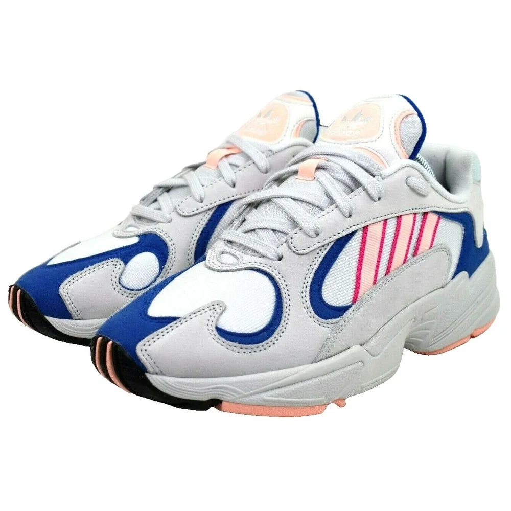 Adidas Yung-1 Men's Blue Light Coral Leather Athletic Sneaker Shoe Sz 8.5 BD7654